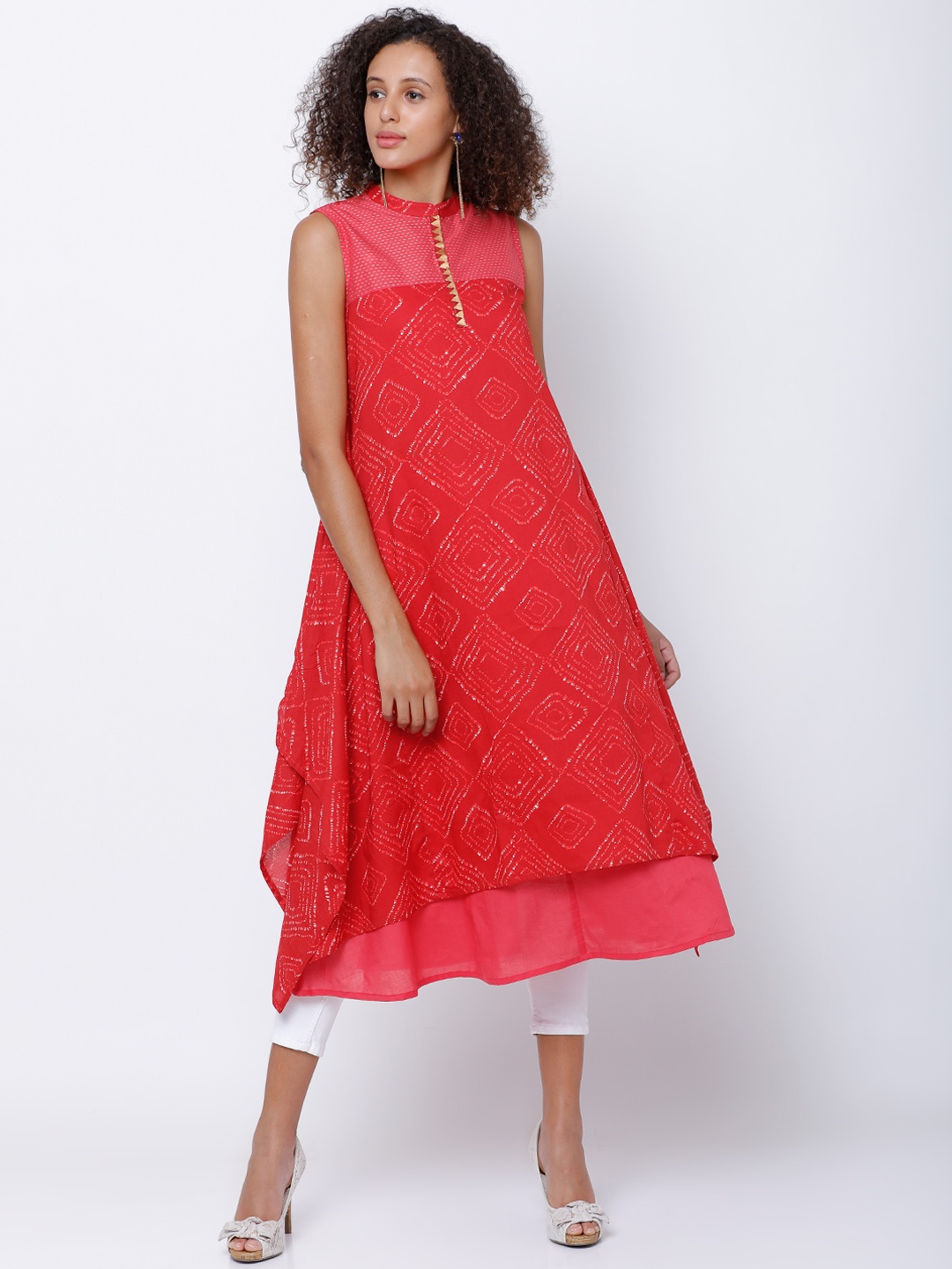 

Vishudh Women Coral Printed A-Line Kurta