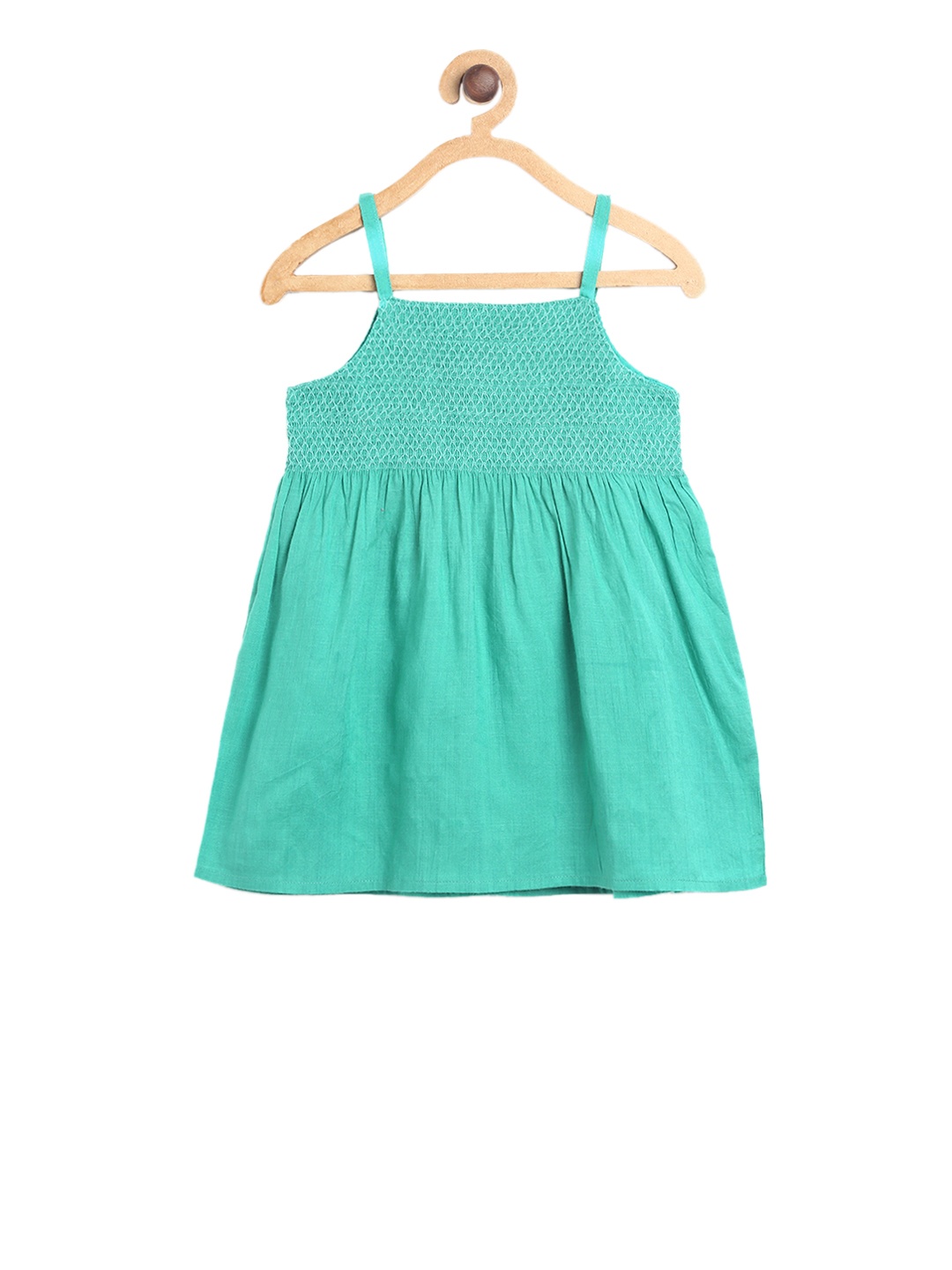 

MINI KLUB Girls Green Solid Empire Dress