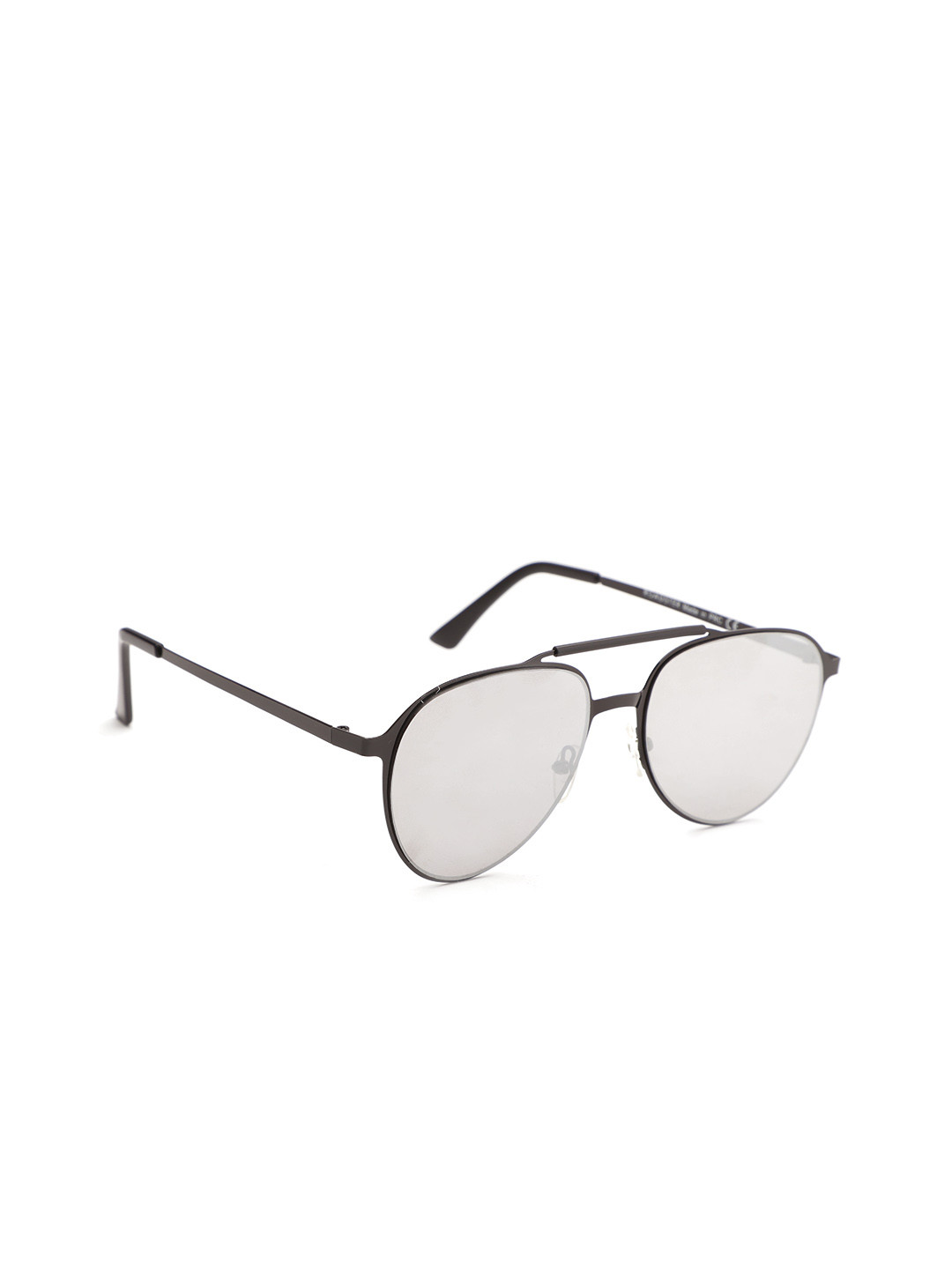 

Roadster Unisex Mirrored Lens & Black Aviator Sunglasses with UV Protected Lens, Grey
