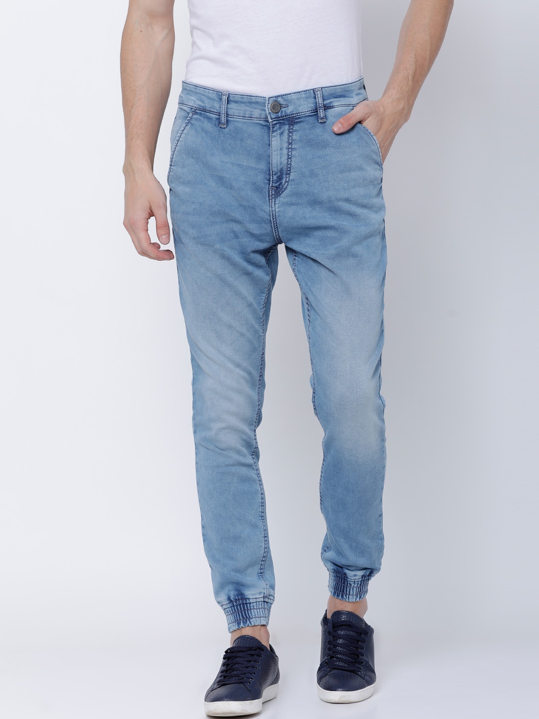

LOCOMOTIVE Men Blue Jogger Mid-Rise Clean Look Stretchable Jeans