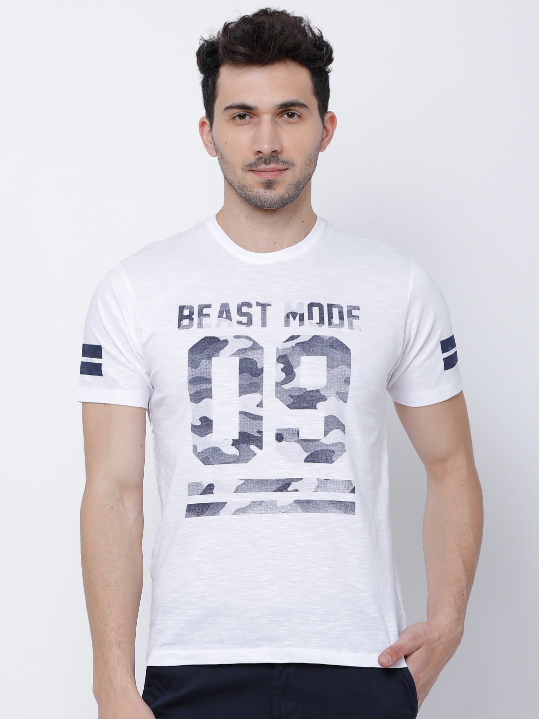 

LOCOMOTIVE Men White Printed Round Neck T-shirt