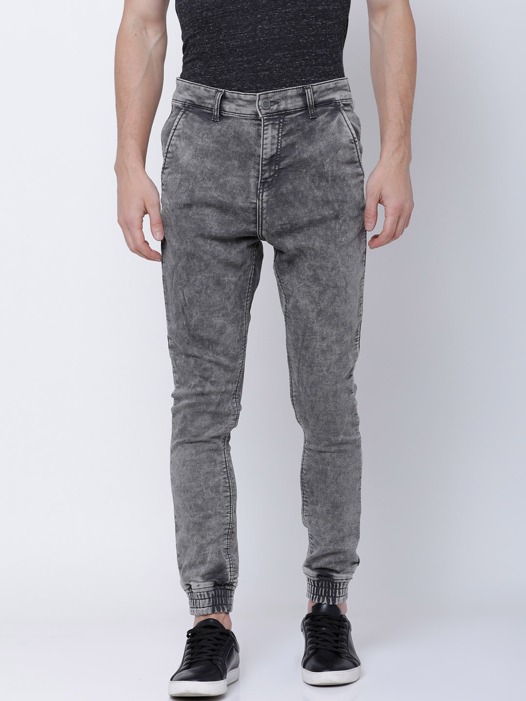 

LOCOMOTIVE Men Grey Jogger Mid-Rise Clean Look Stretchable Jeans