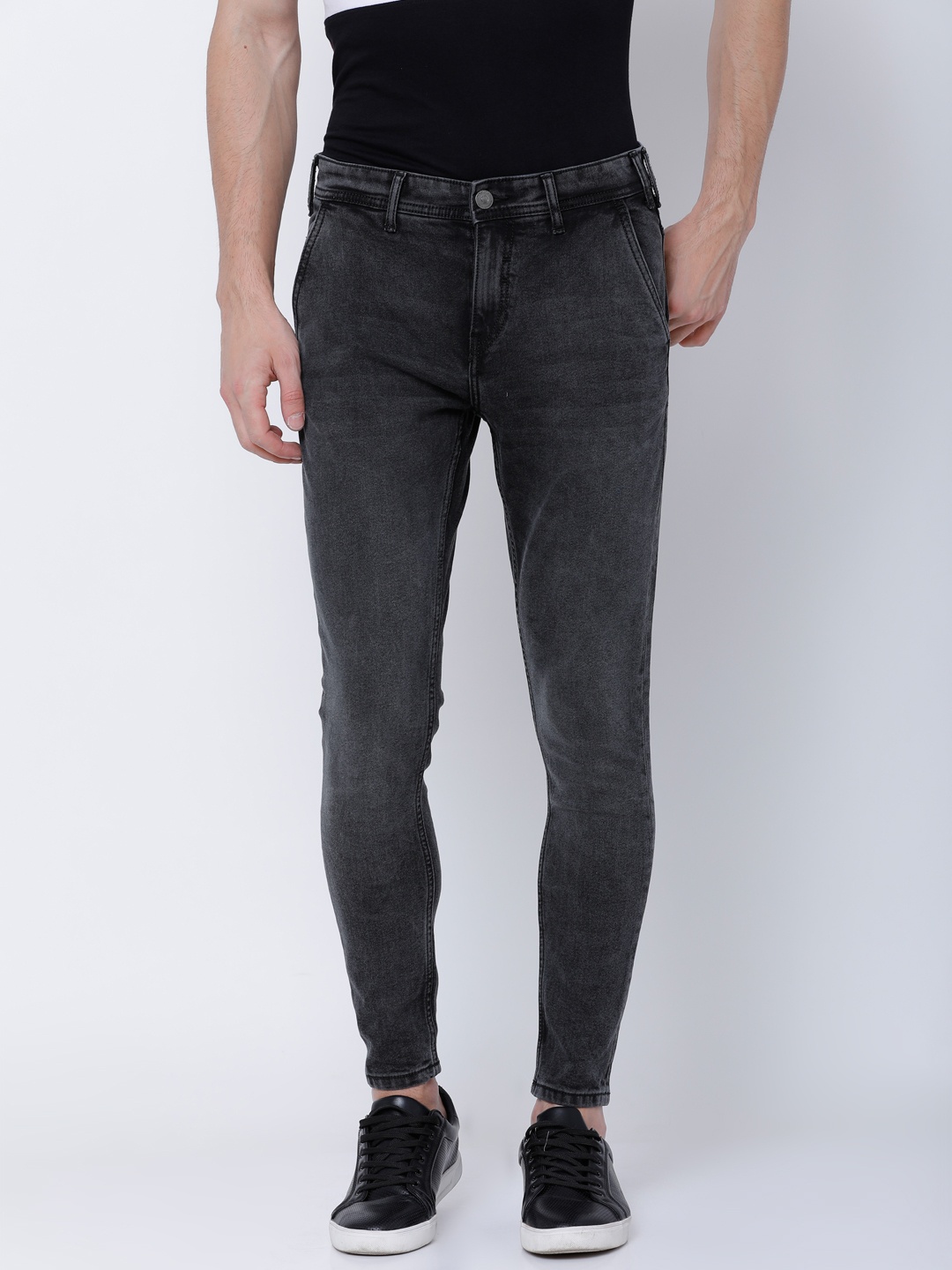 

LOCOMOTIVE Men Charcoal Slim Fit Mid-Rise Clean Look Stretchable Jeans
