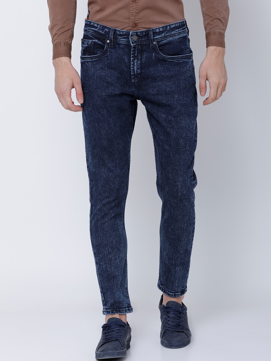 

LOCOMOTIVE Men Blue Tapered Fit Mid-Rise Clean Look Stretchable Jeans