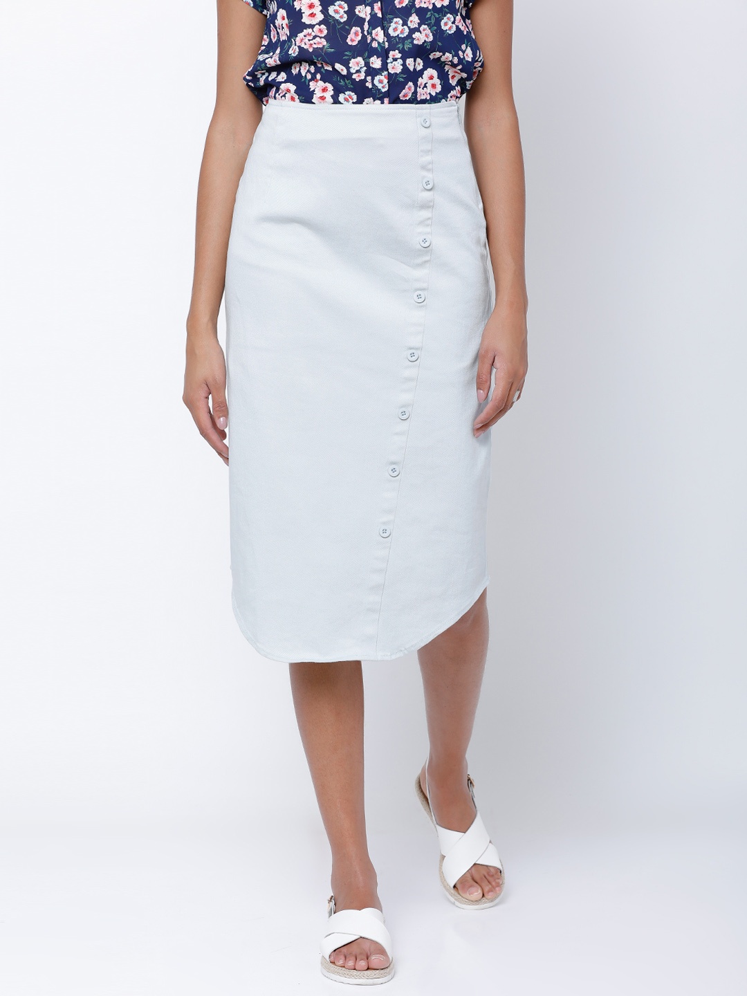 

Tolyo Talkies Women Blue A-Line Midi Pure Cotton Skirt