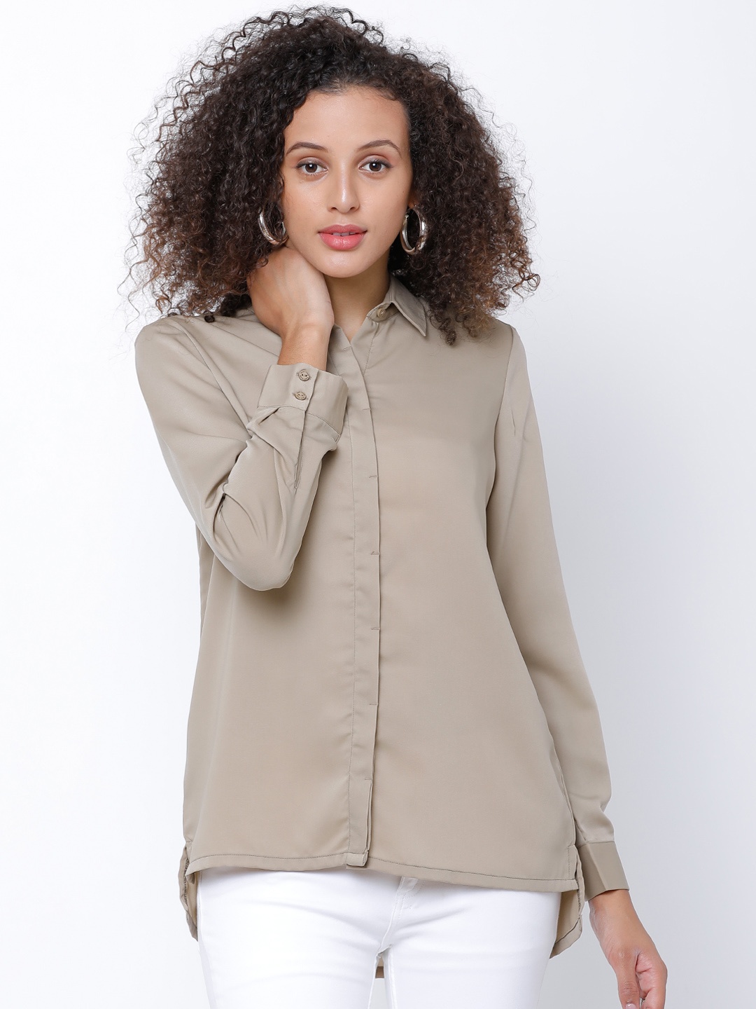 

Tokyo Talkies Women Beige Regular Fit Solid Casual Shirt