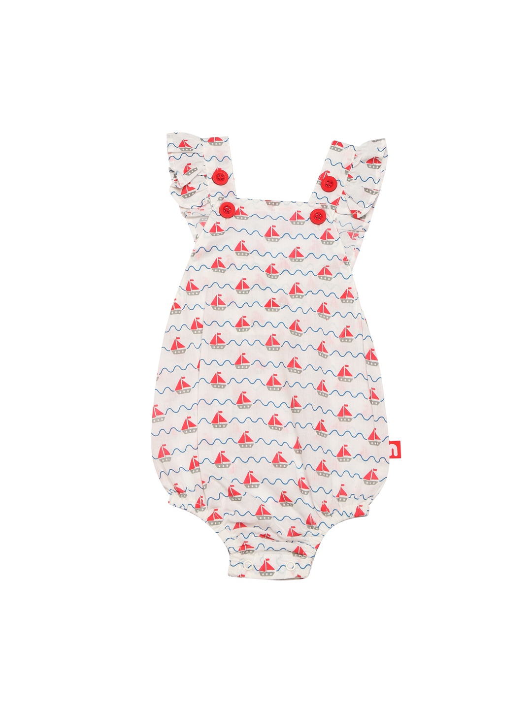 

Nino Bambino Kids Organic Cotton White & Orange Printed Bodysuit