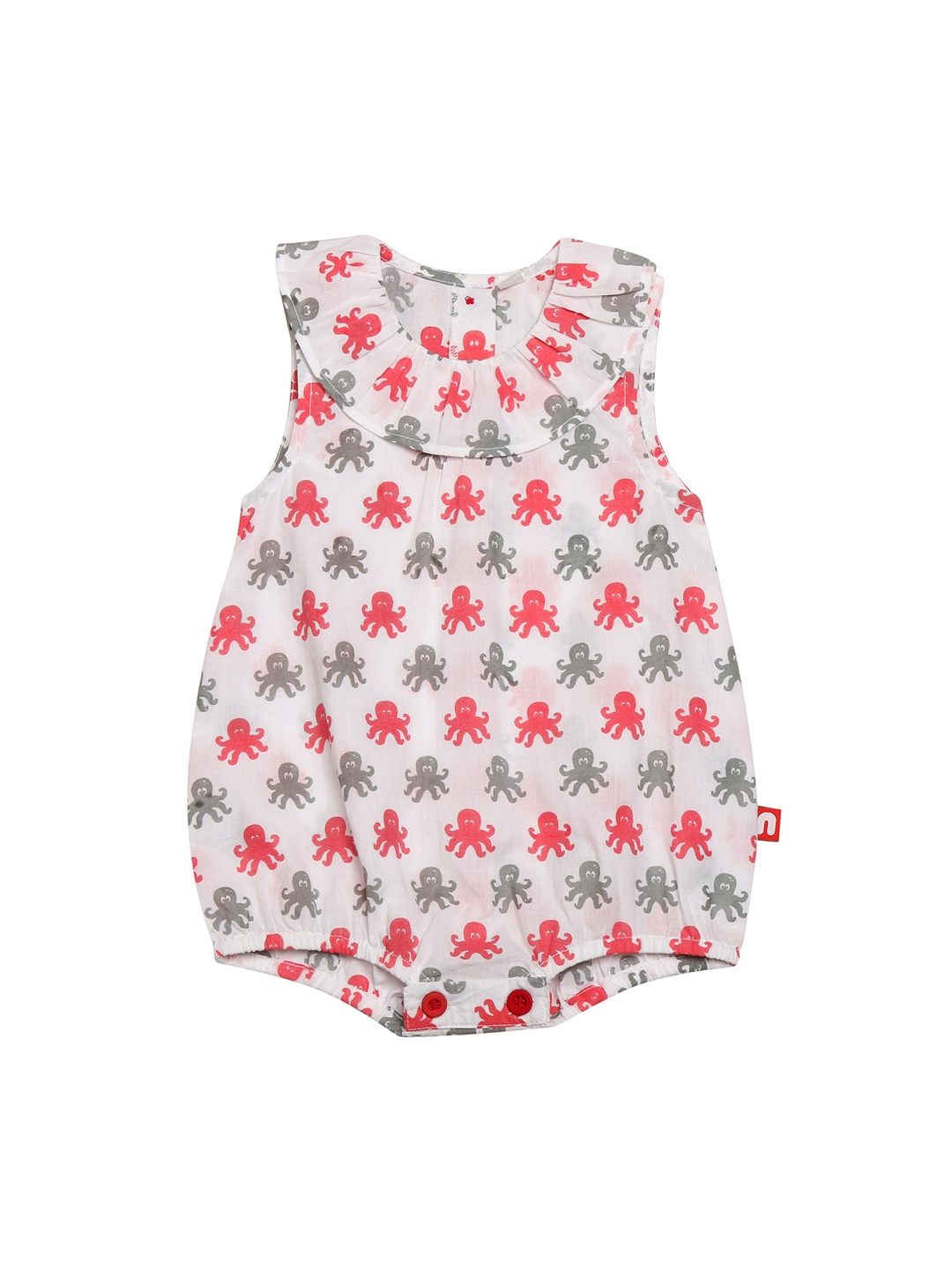 

Nino Bambino Girls Organic Cotton Off-White & Orange Printed Bodysuit