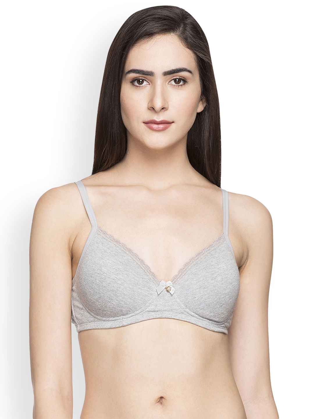 

Candyskin Grey Solid Non-Wired Lightly Padded Everyday Bra