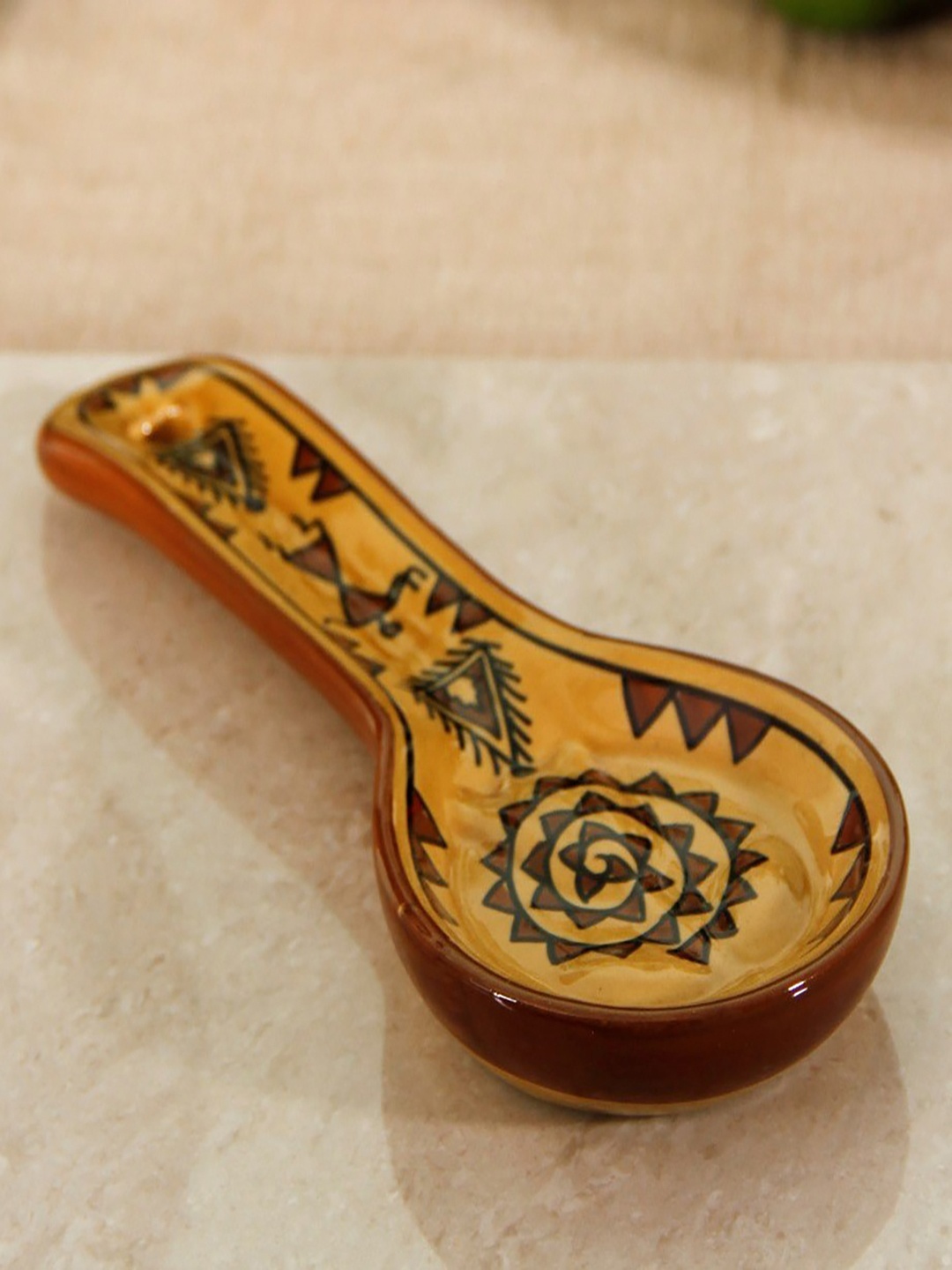 

Unravel India Brown Printed Hand Painted Spoon