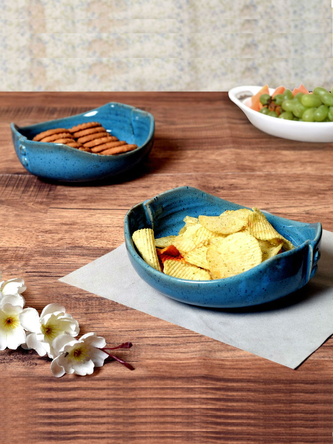 

Unravel India Blue 2-Pieces Solid Ceramic Bowls Set