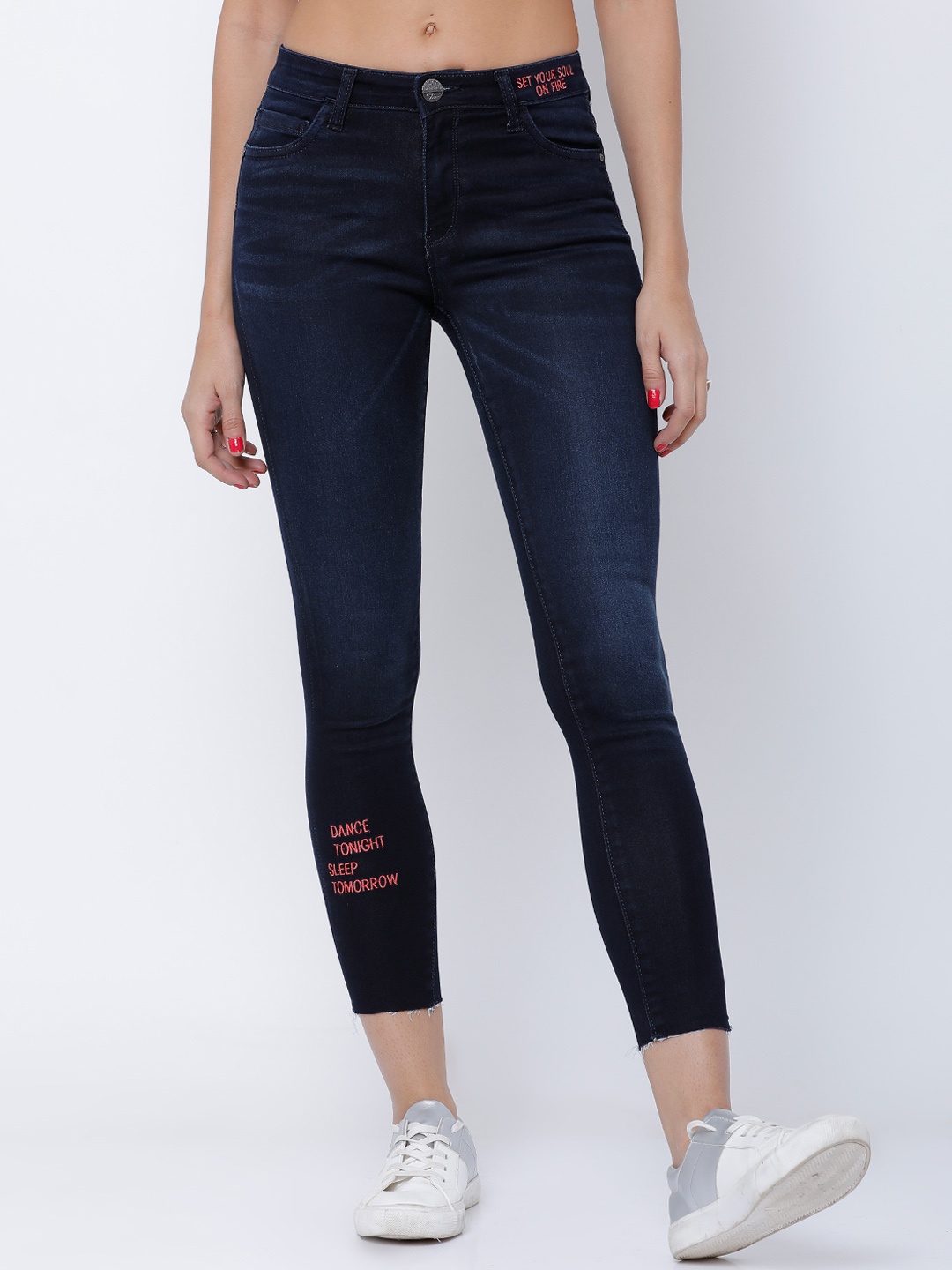 

Tokyo Talkies Women Navy Blue Super Skinny Fit Mid-Rise Clean Look Jeans