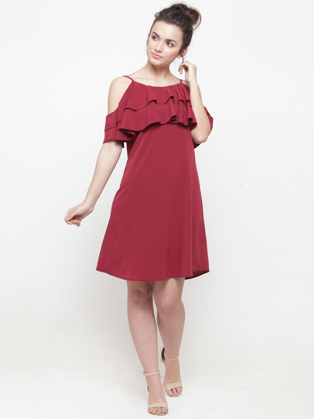 

plusS Women Maroon Solid A-Line Dress