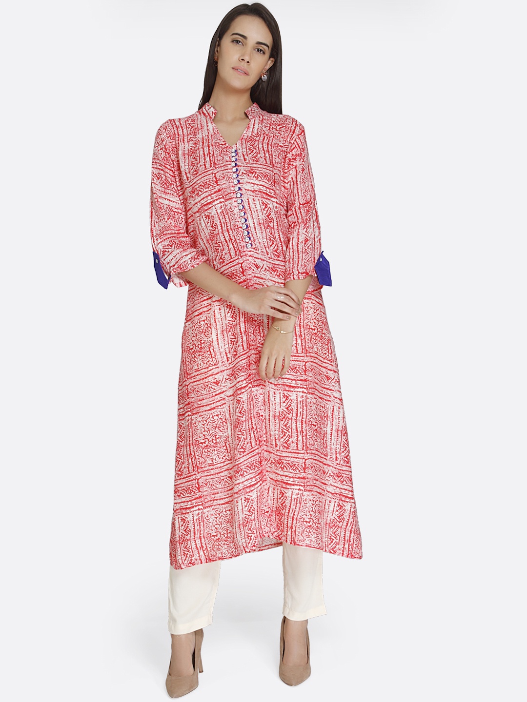 

shiloh Women Pink Printed A-Line Kurta