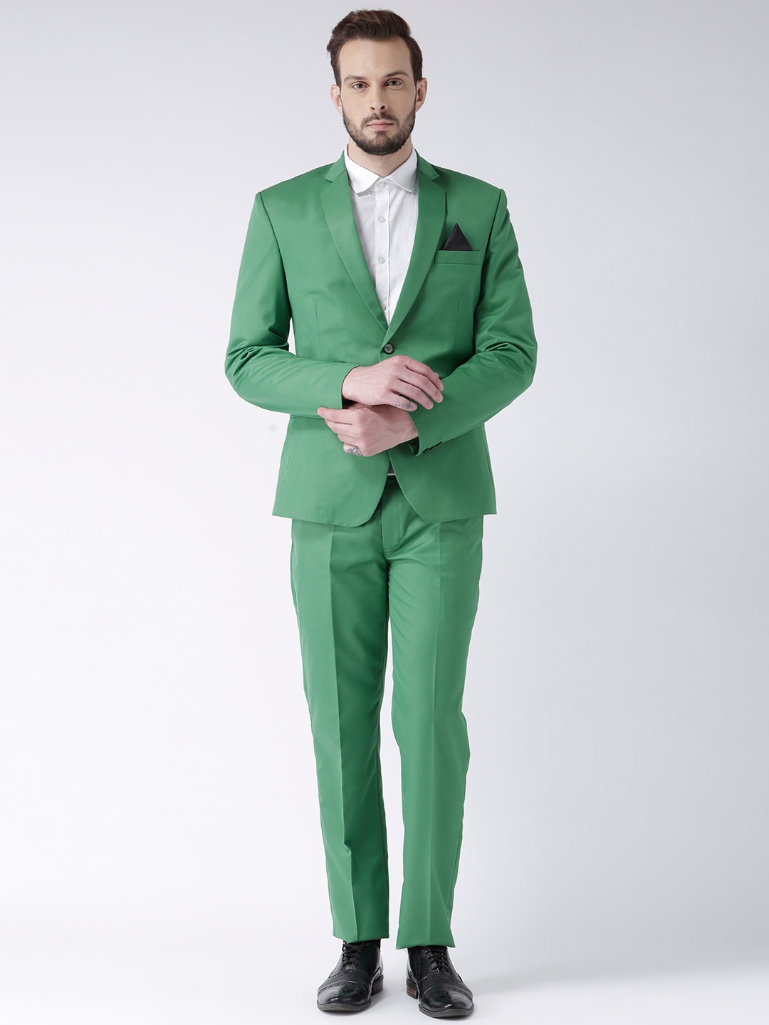 

Hangup Men Green Single-Breasted Regular Fit Suit