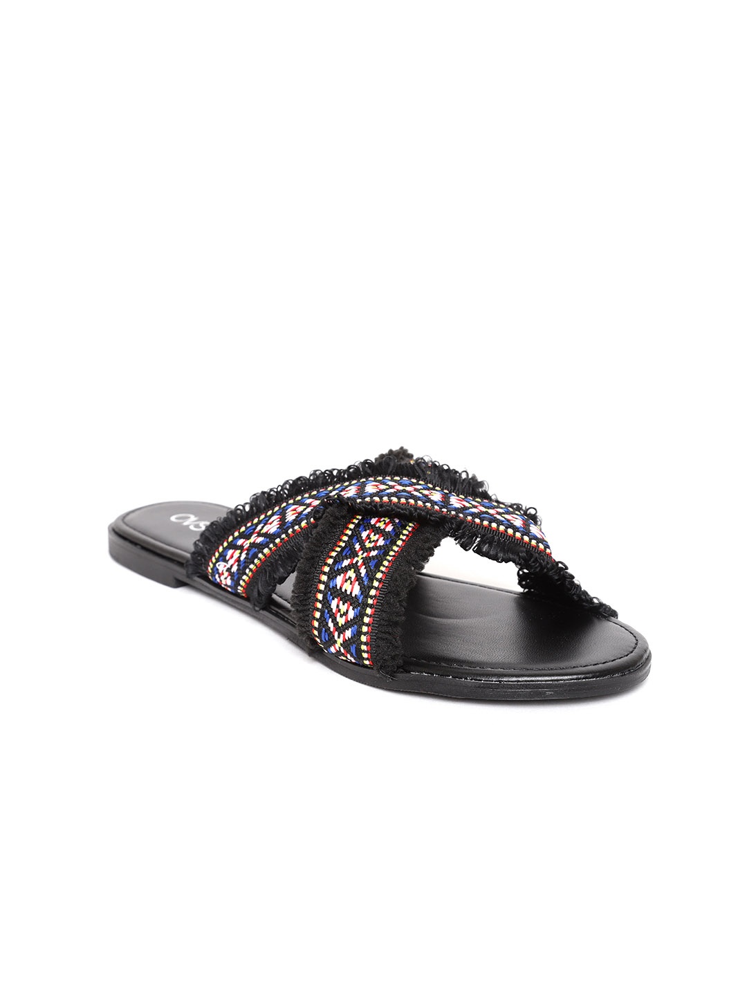 

OVS Women Black Woven Design Open Toe Flats