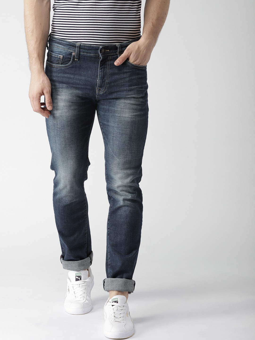 

Aeropostale Men Navy Slim Fit Low-Rise Clean Look Stretchable Jeans, Navy blue