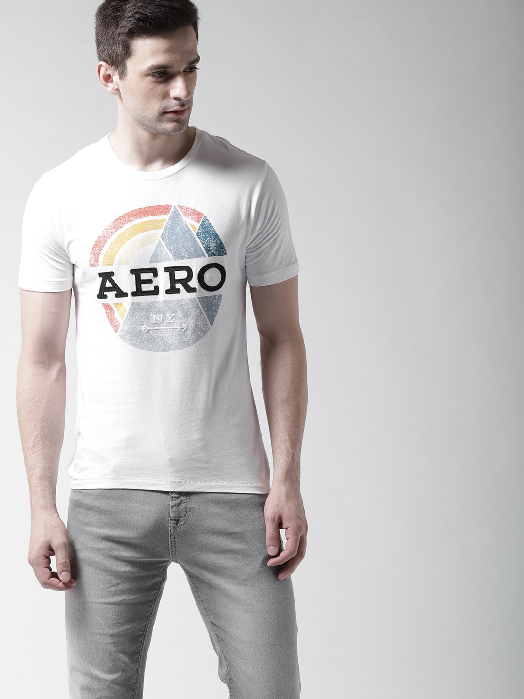 

Aeropostale Men White Printed Round Neck T-shirt