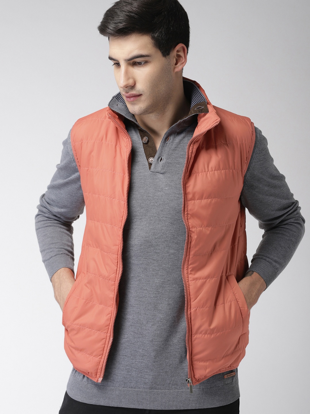 

Mast & Harbour Men Rust Solid Puffer Jacket