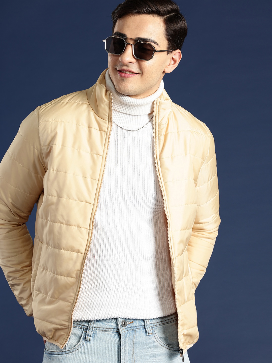 

Mast & Harbour Men Padded Jacket, Beige