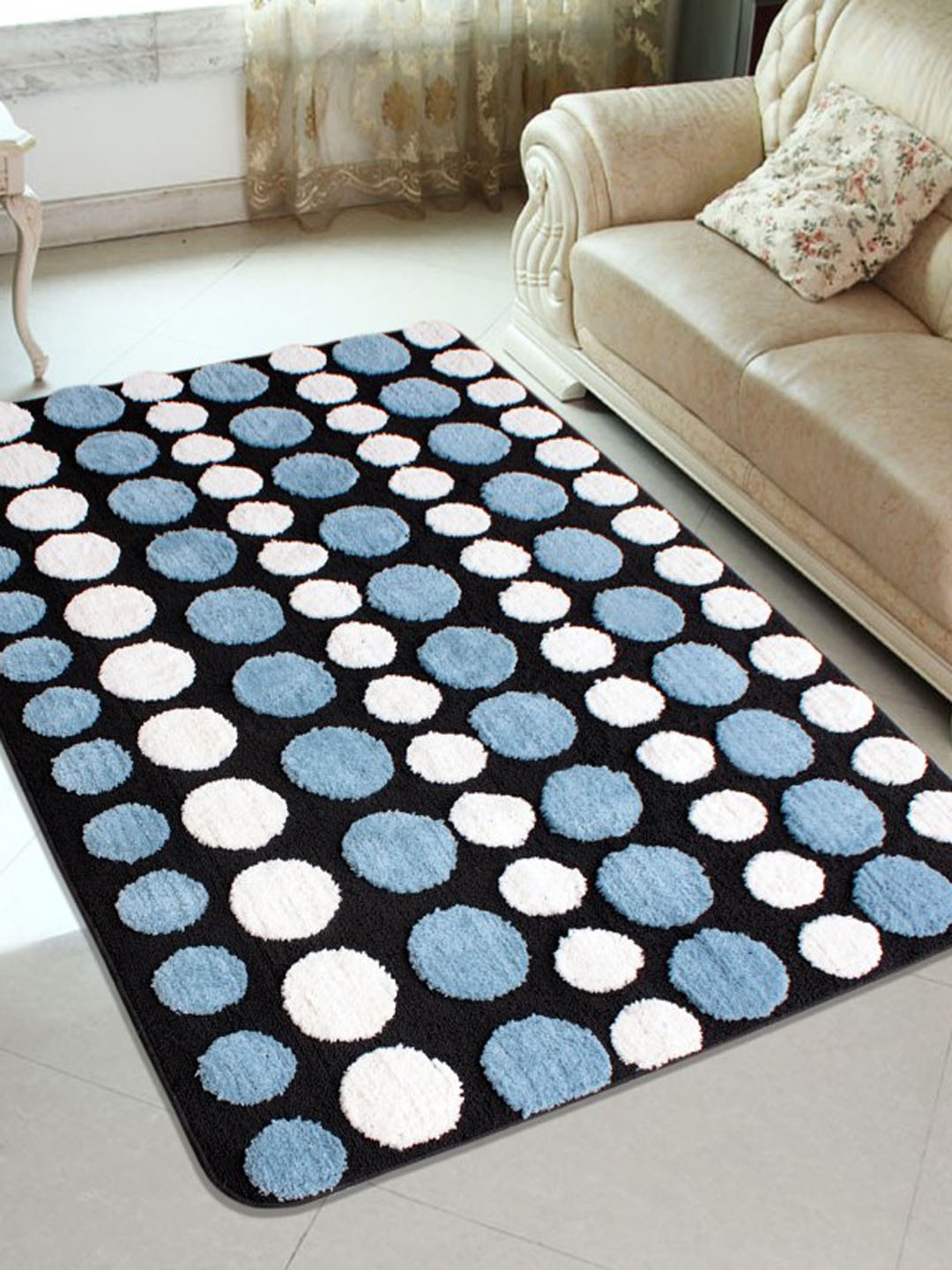

Saral Home Blue & Black Geometric Print Carpet