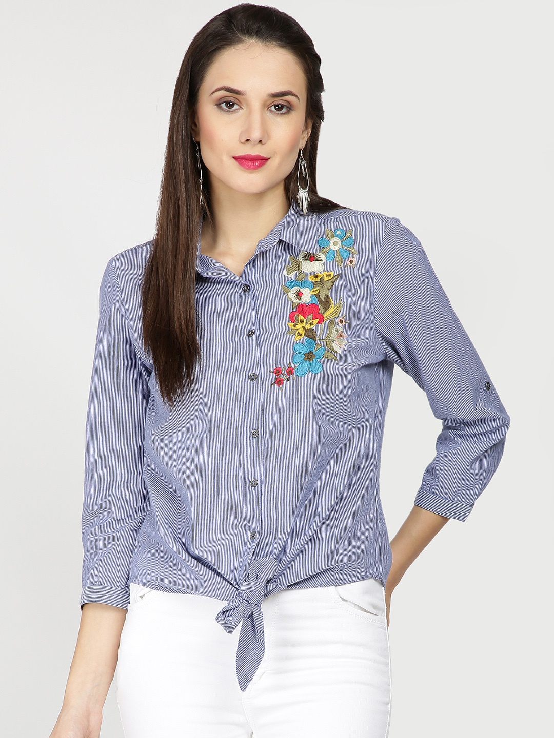 

Gipsy Women Blue Comfort Striped Casual Shirt