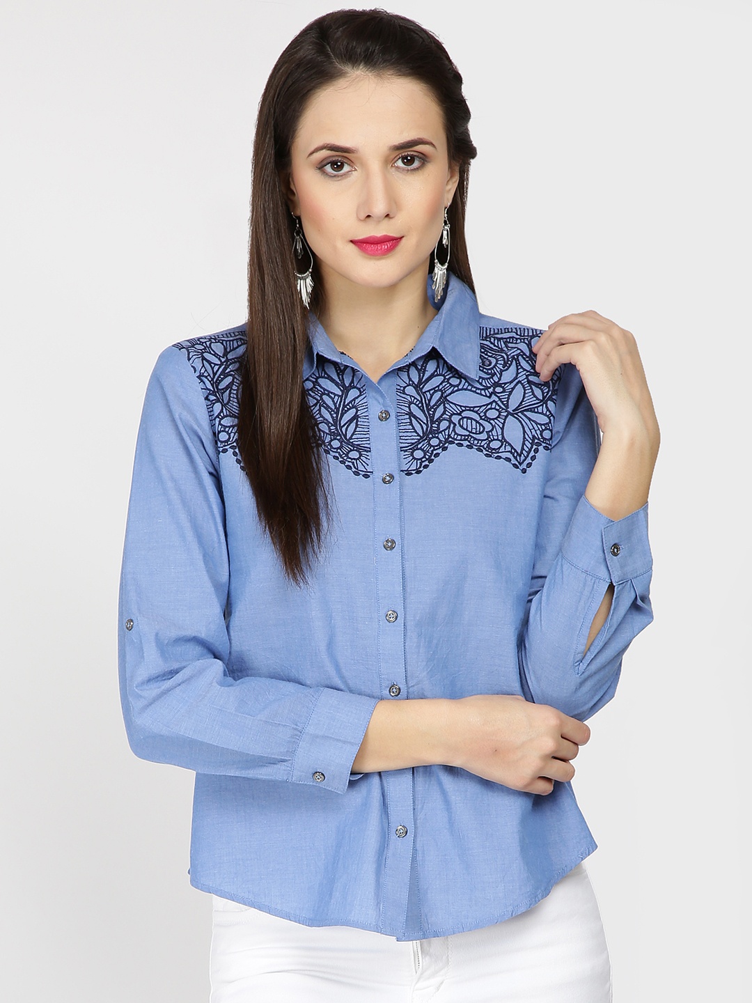 

Gipsy Women Blue Comfort Solid Casual Shirt