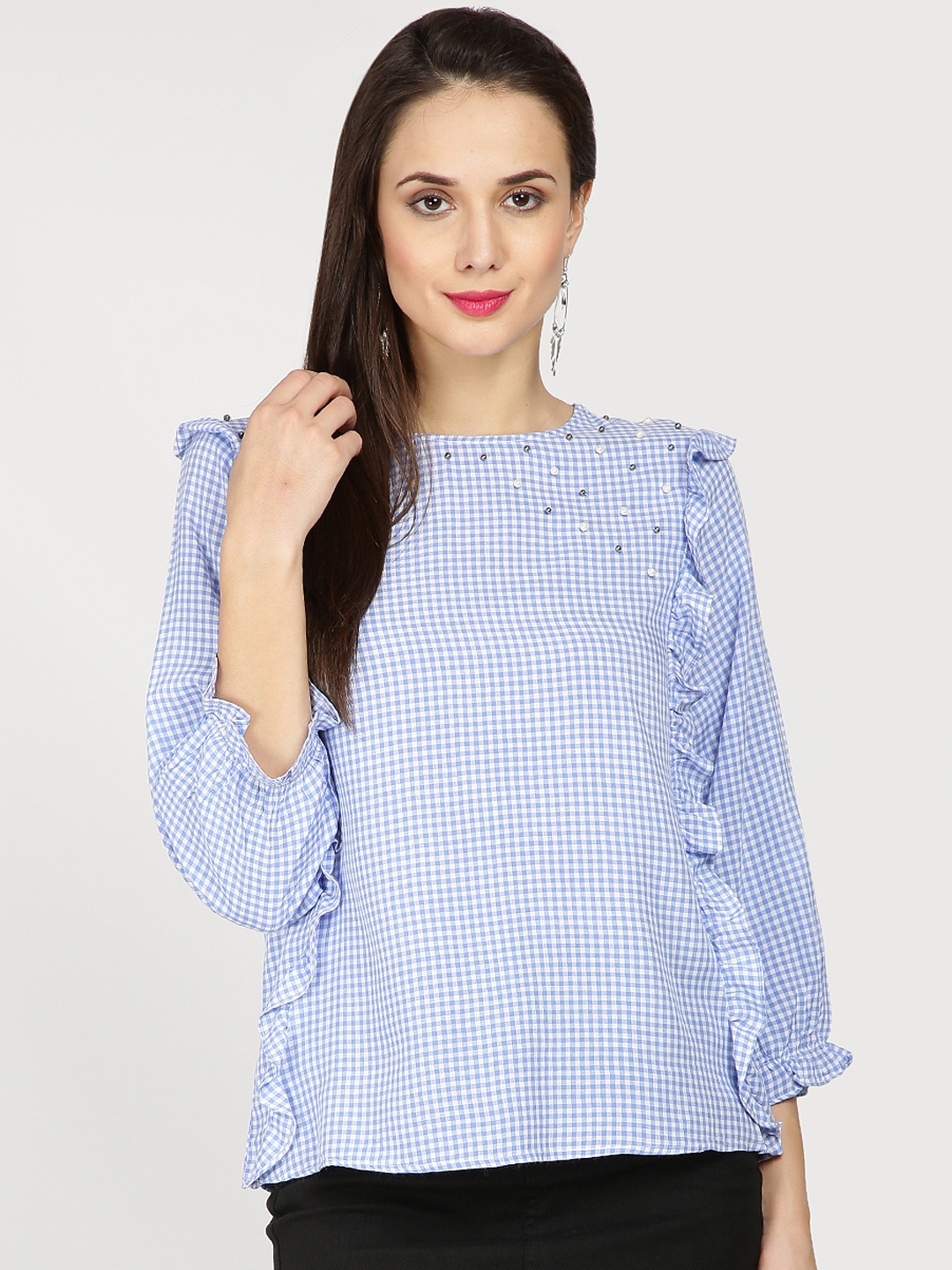 

Gipsy Women Blue Checked Top