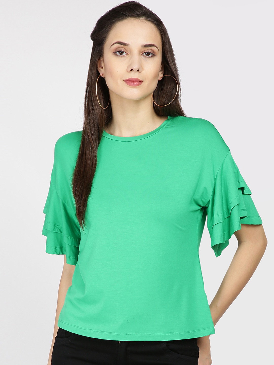

Gipsy Women Green Solid Top