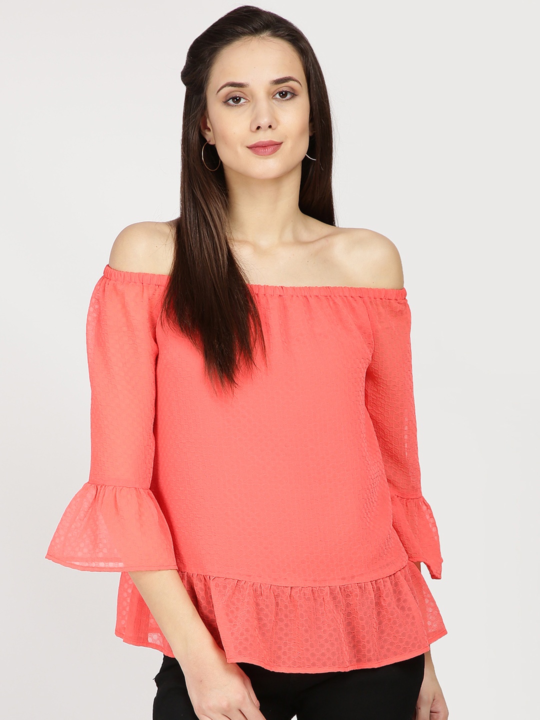 

Gipsy Women Orange Self Design Top
