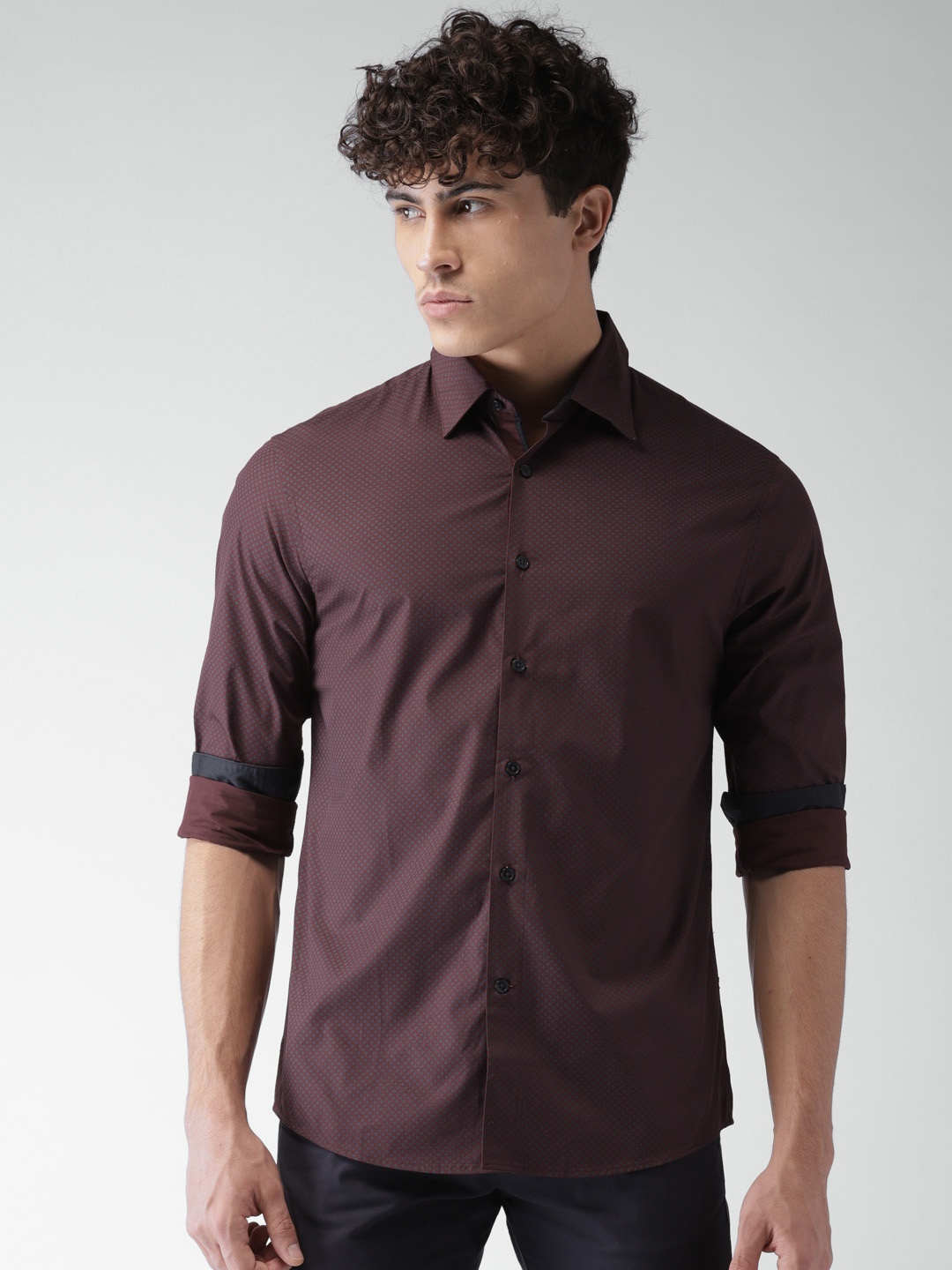 

Celio Men Maroon Regular Fit Printed Formal Shirt