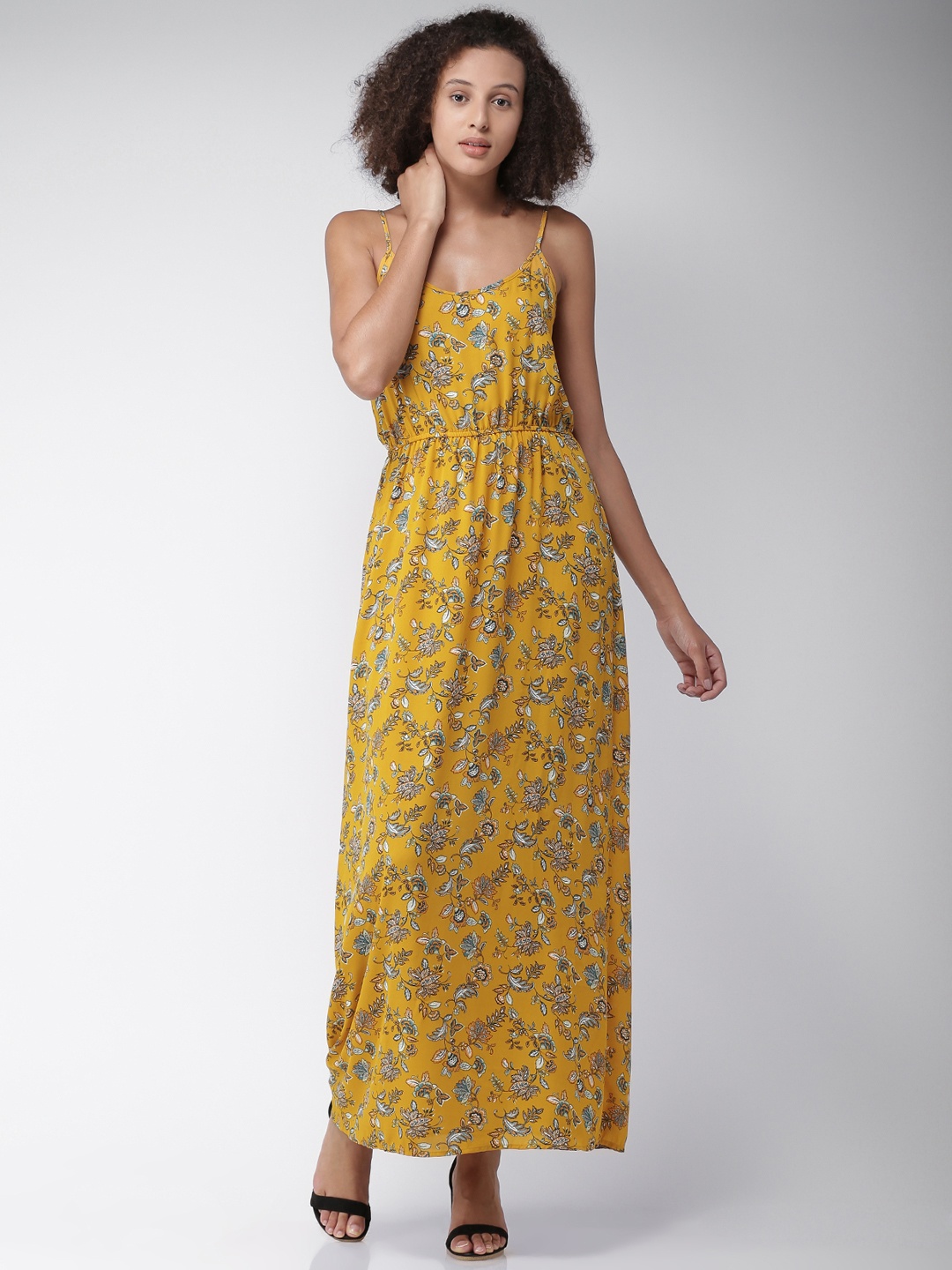 

FOREVER 21 Women Mustard Printed Maxi Dress
