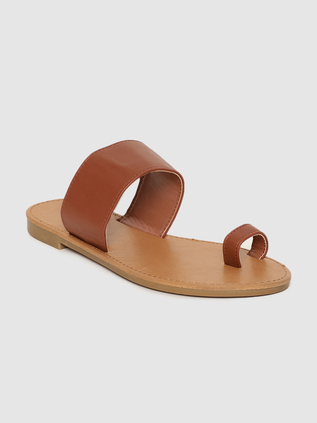 

FOREVER 21 Women Brown Solid One Toe Flats
