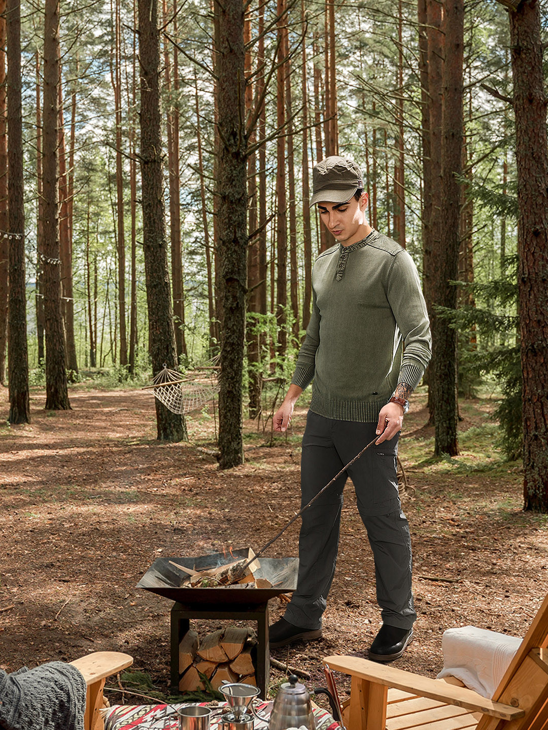 

Roadster Men Olive Green Solid Pullover