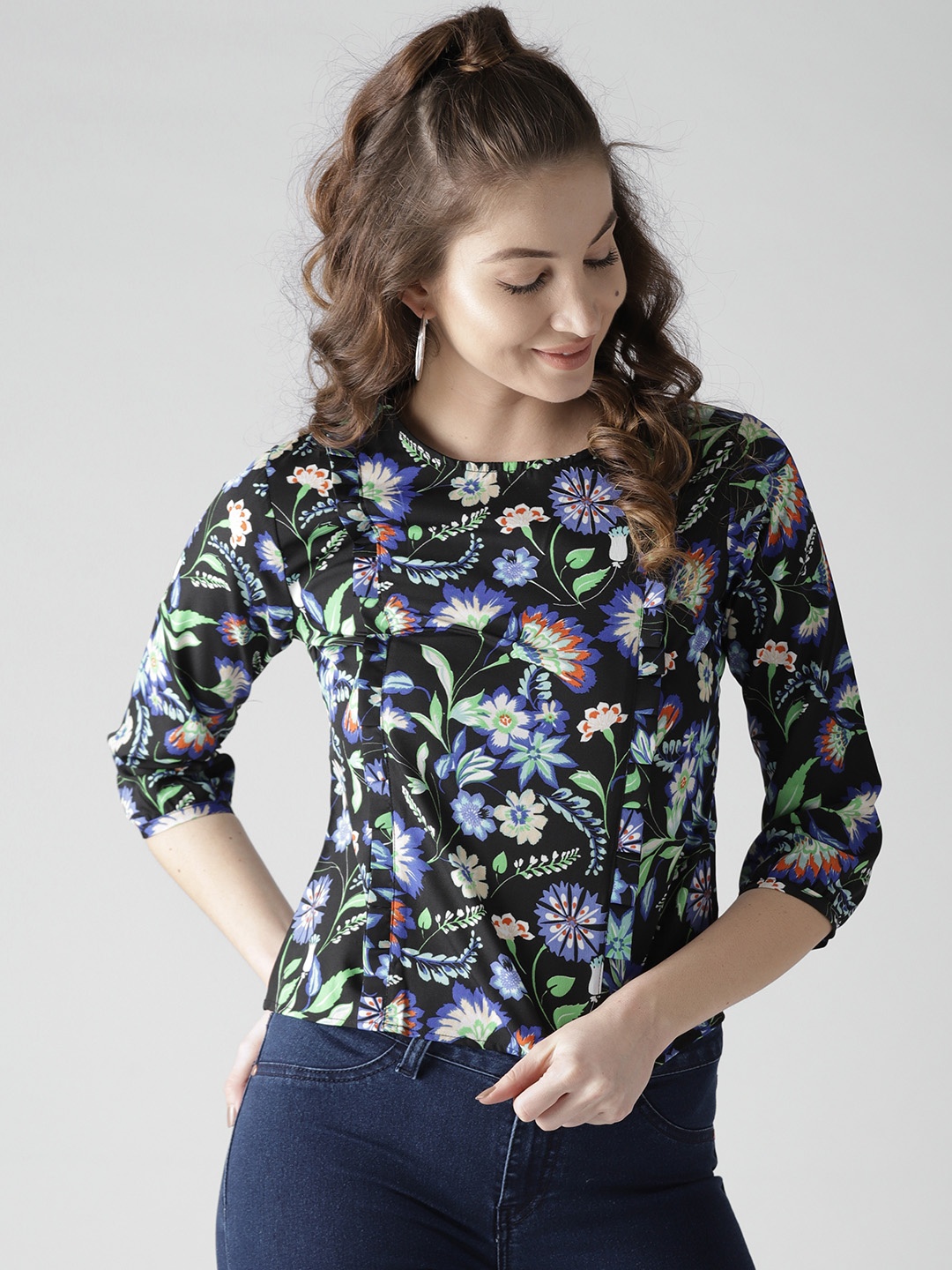 

Style Quotient by noi Women Black & Blue Printed Top