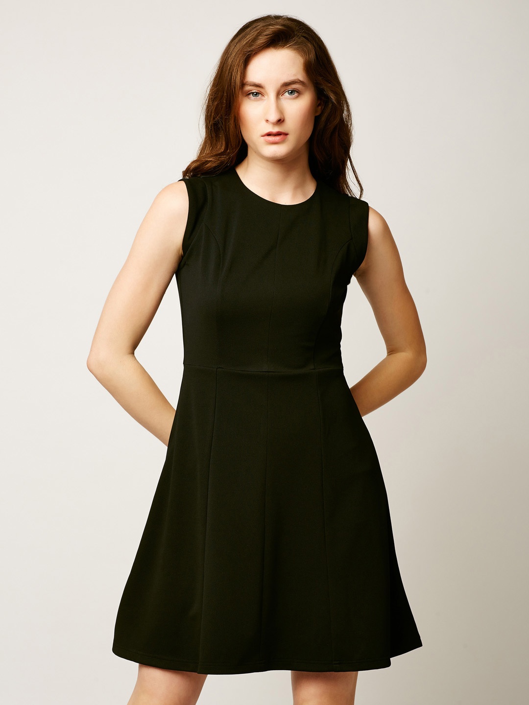 

Miss Chase Women Black Solid Fit and Flare Dress