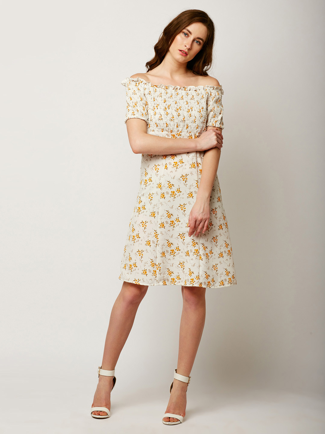 

Miss Chase Women Off-White Printed A-Line Dress