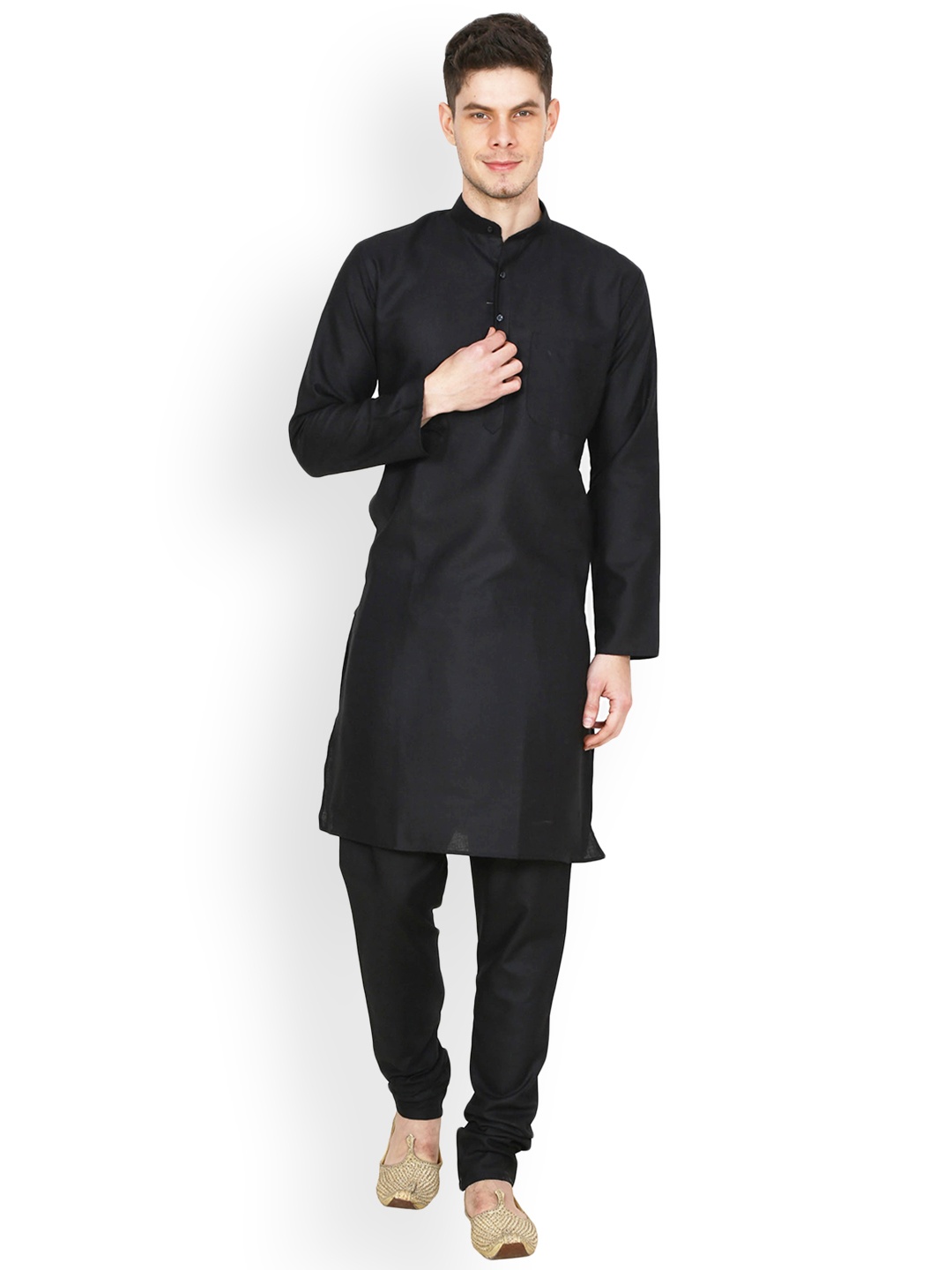 

Jompers Men Black Solid Kurta with Churidar