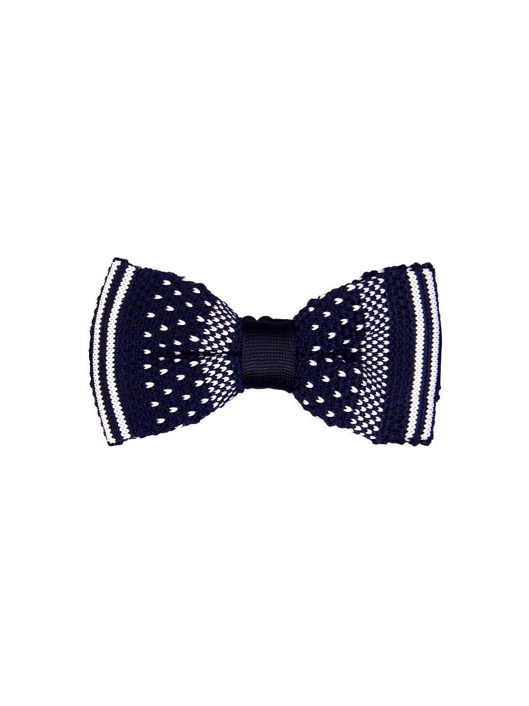 

Tossido Navy Blue & White Woven Design Bow Tie