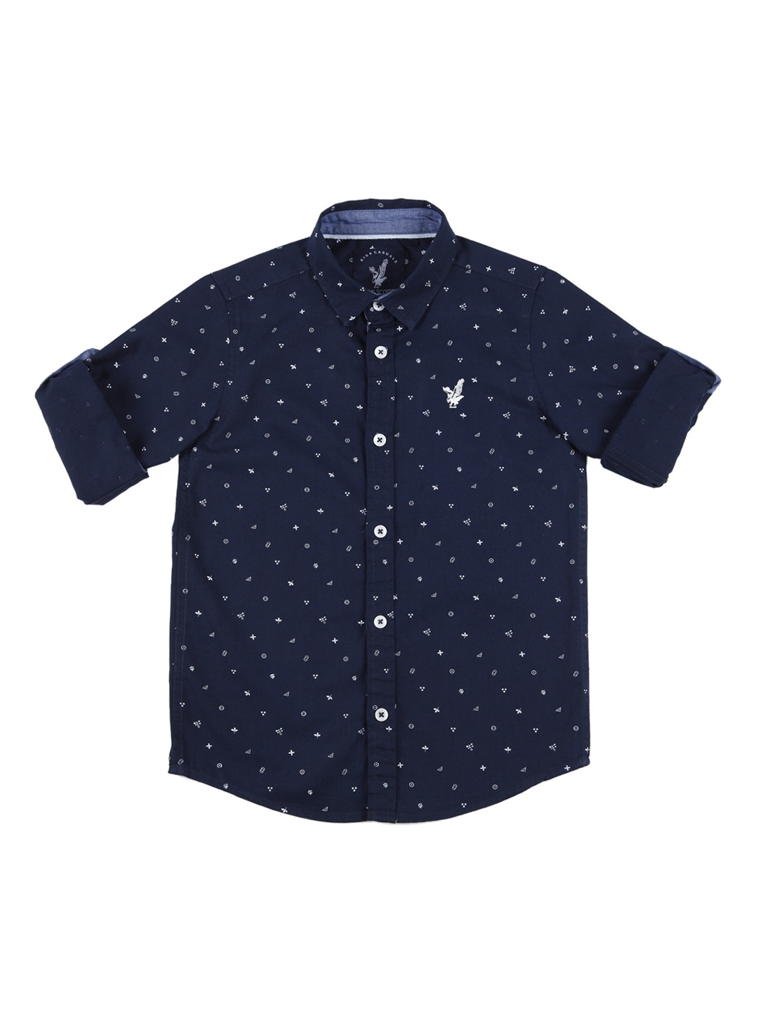

URBAN SCOTTISH Boys Navy Blue Standard Regular Fit Printed Casual Shirt