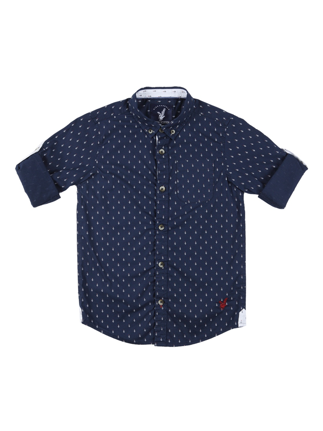 

URBAN SCOTTISH Boys Navy Blue Standard Regular Fit Printed Casual Shirt