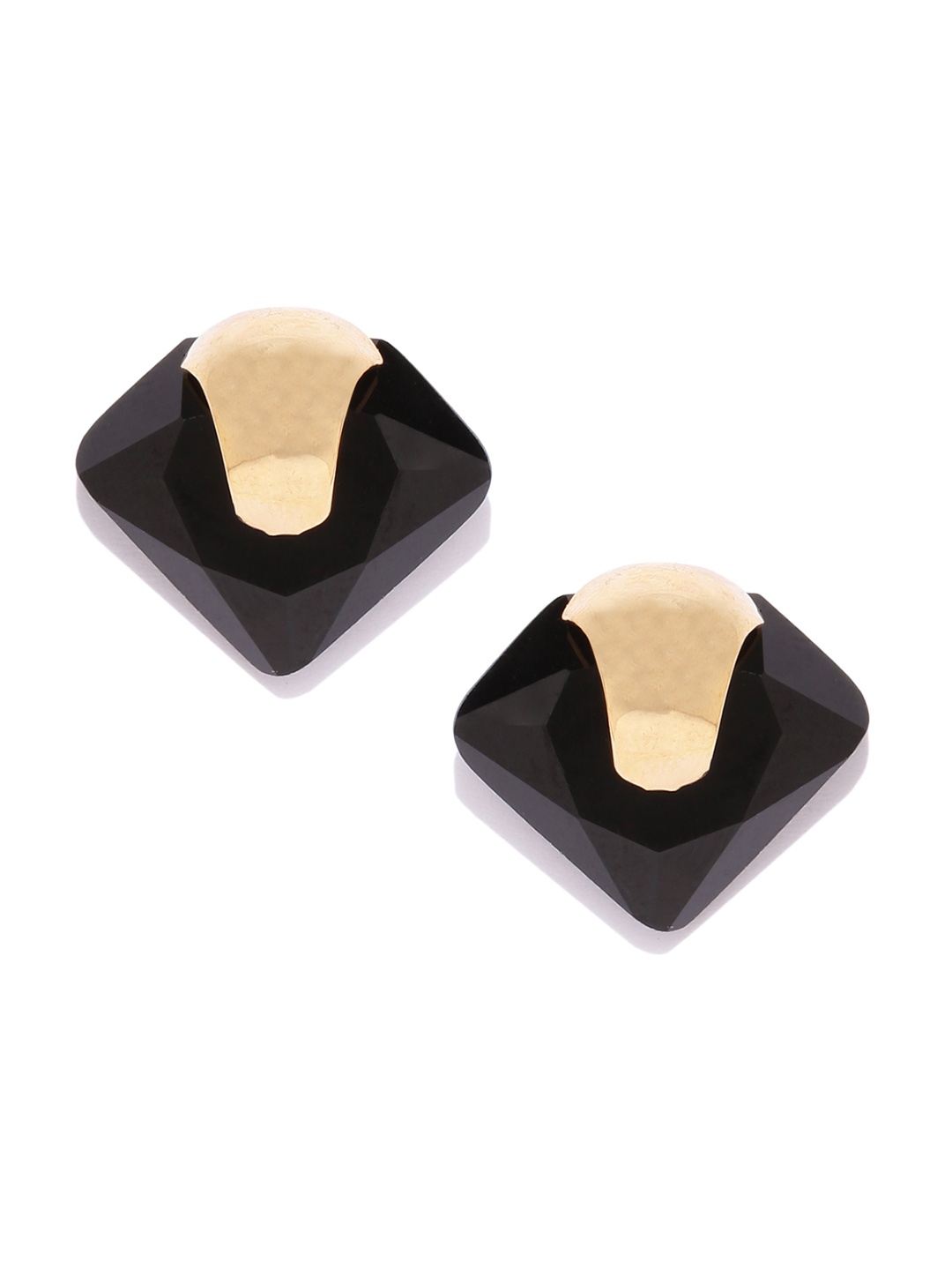 

Shining Diva Fashion Black Gold-Toned Contemporary Studs