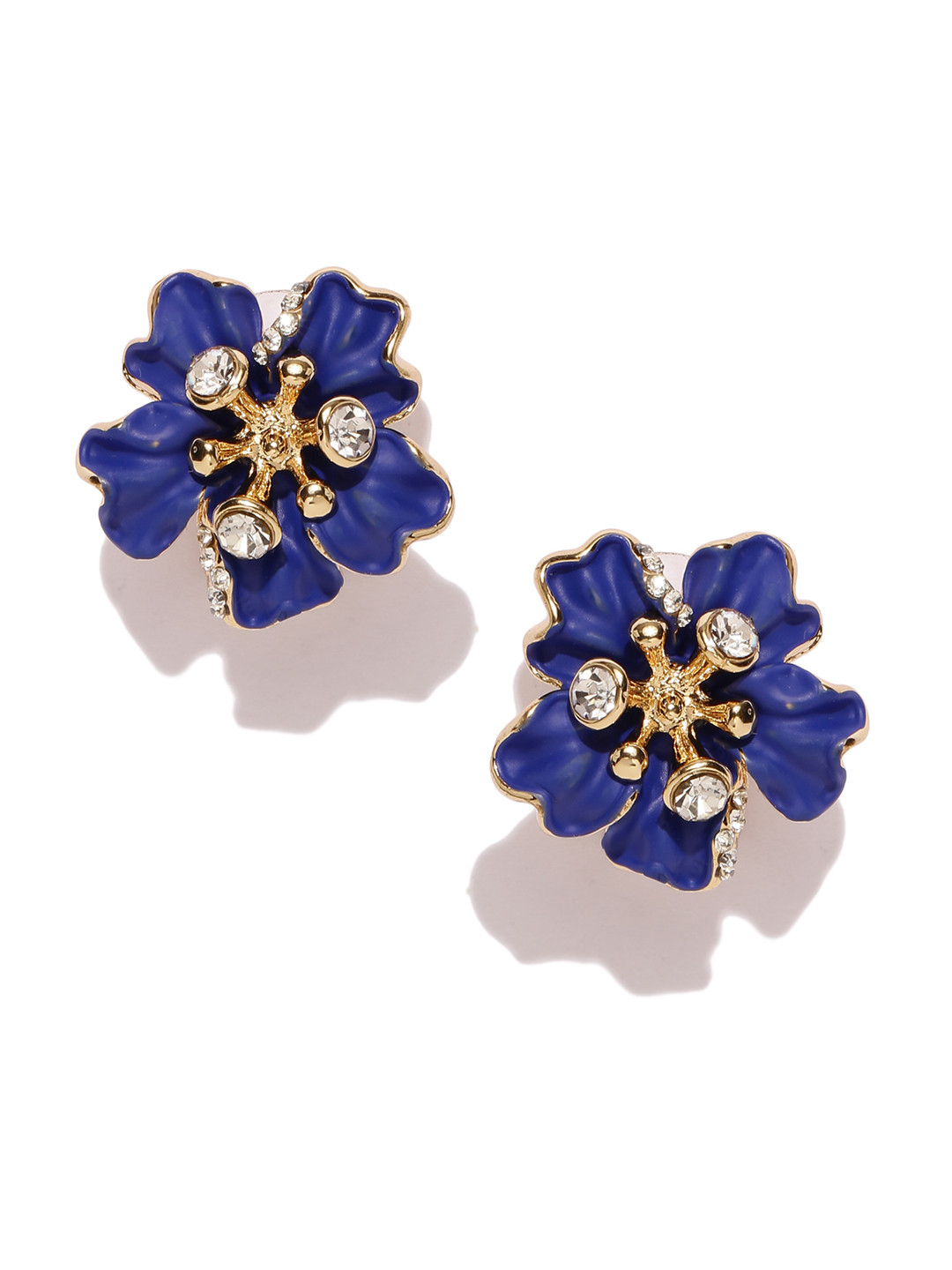 

Shining Diva Fashion Blue Gold-Toned Contemporary Studs