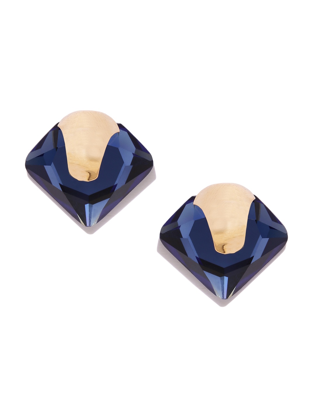 

Shining Diva Fashion Blue Gold-Toned Contemporary Studs