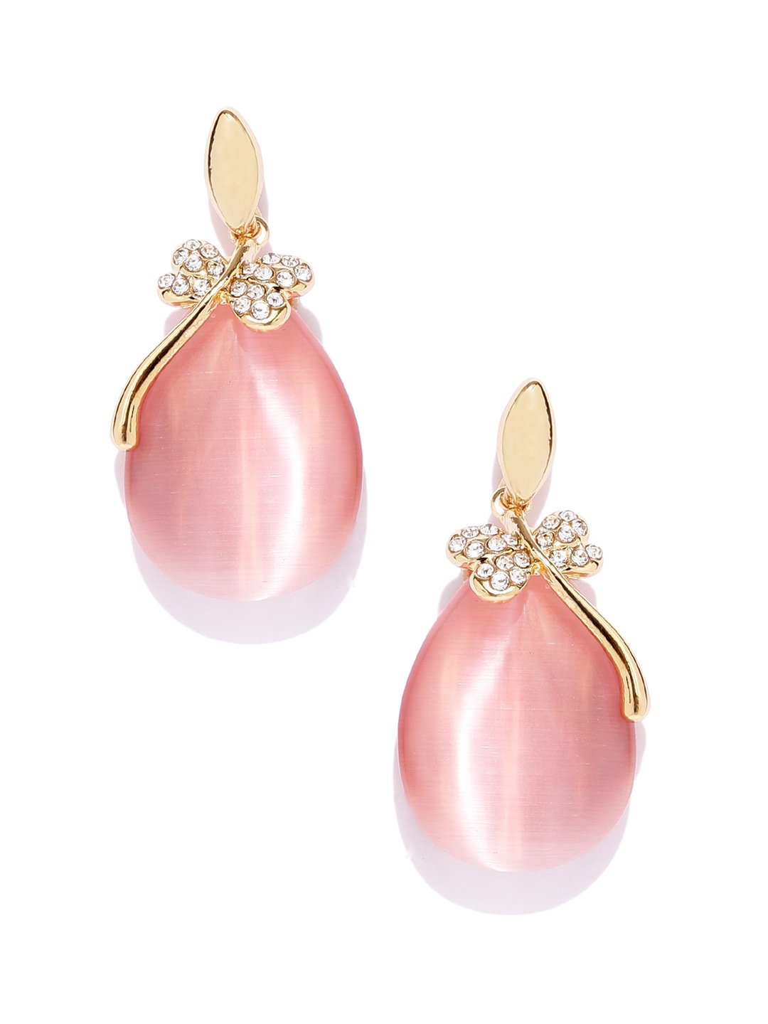 

Shining Diva Fashion Pink Gold-Toned Contemporary Drop Earrings