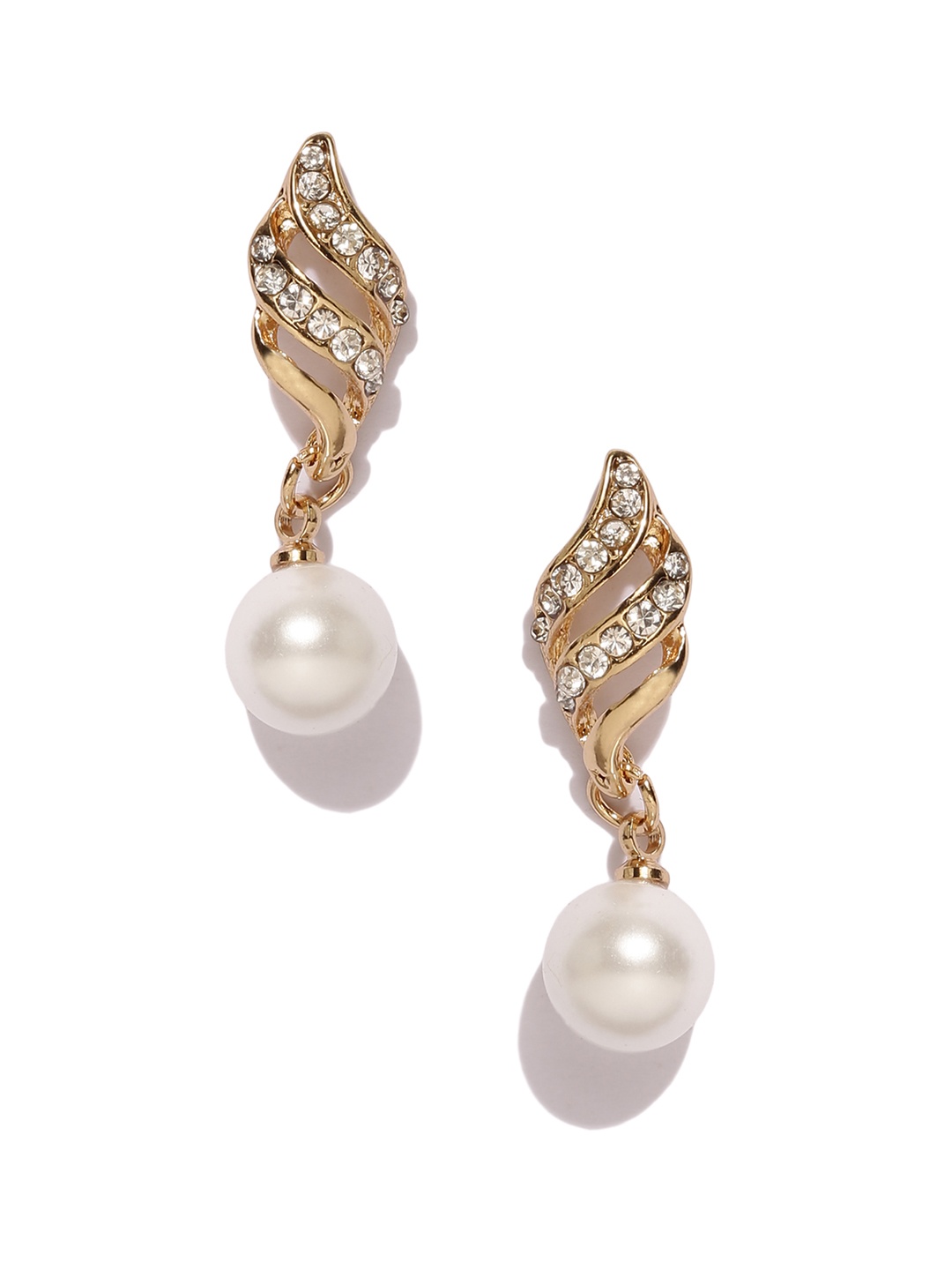 

Shining Diva Fashion Gold-Toned White Contemporary Drop Earrings