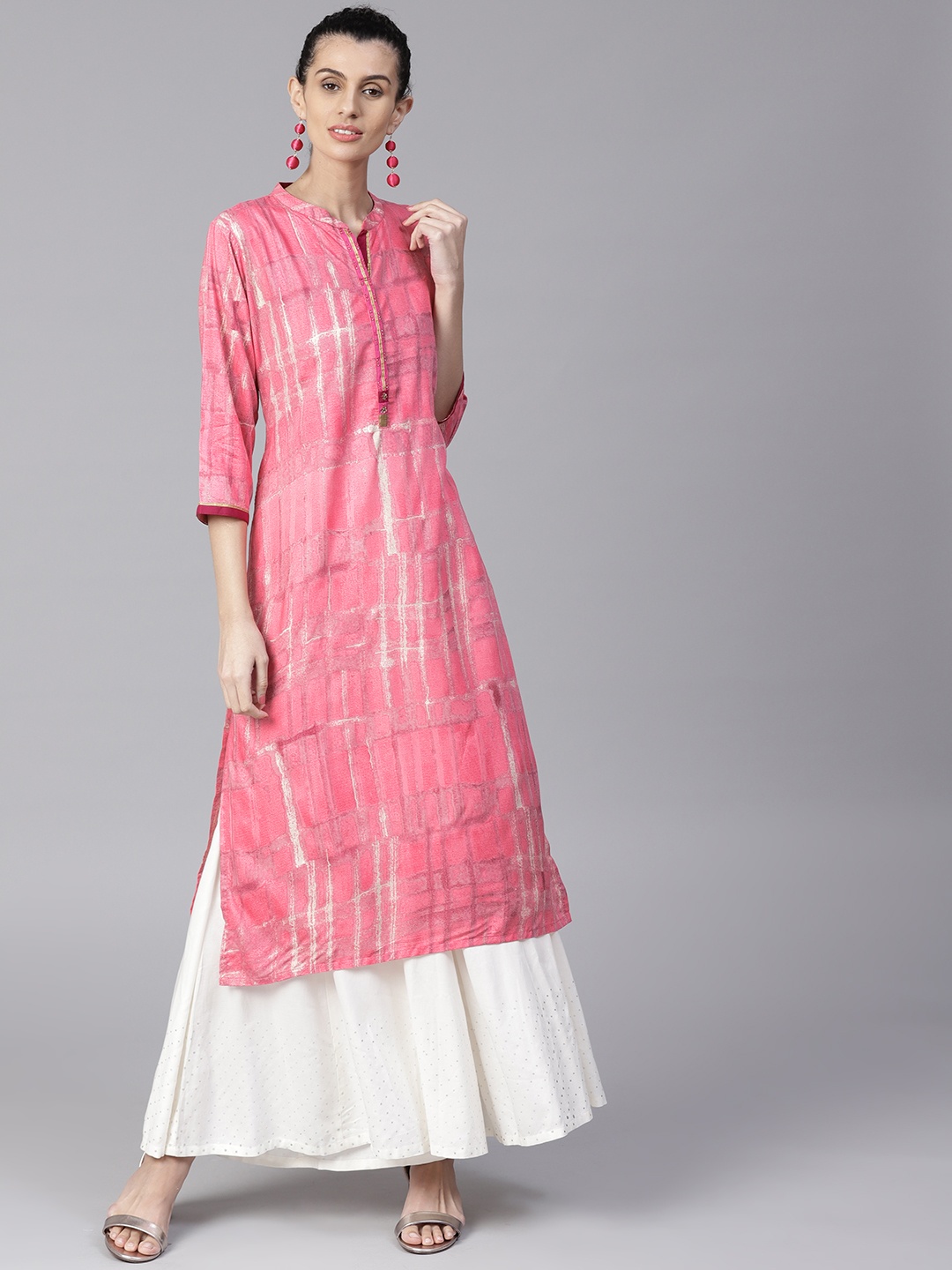 

Shree Women Pink Printed Straight Kurta