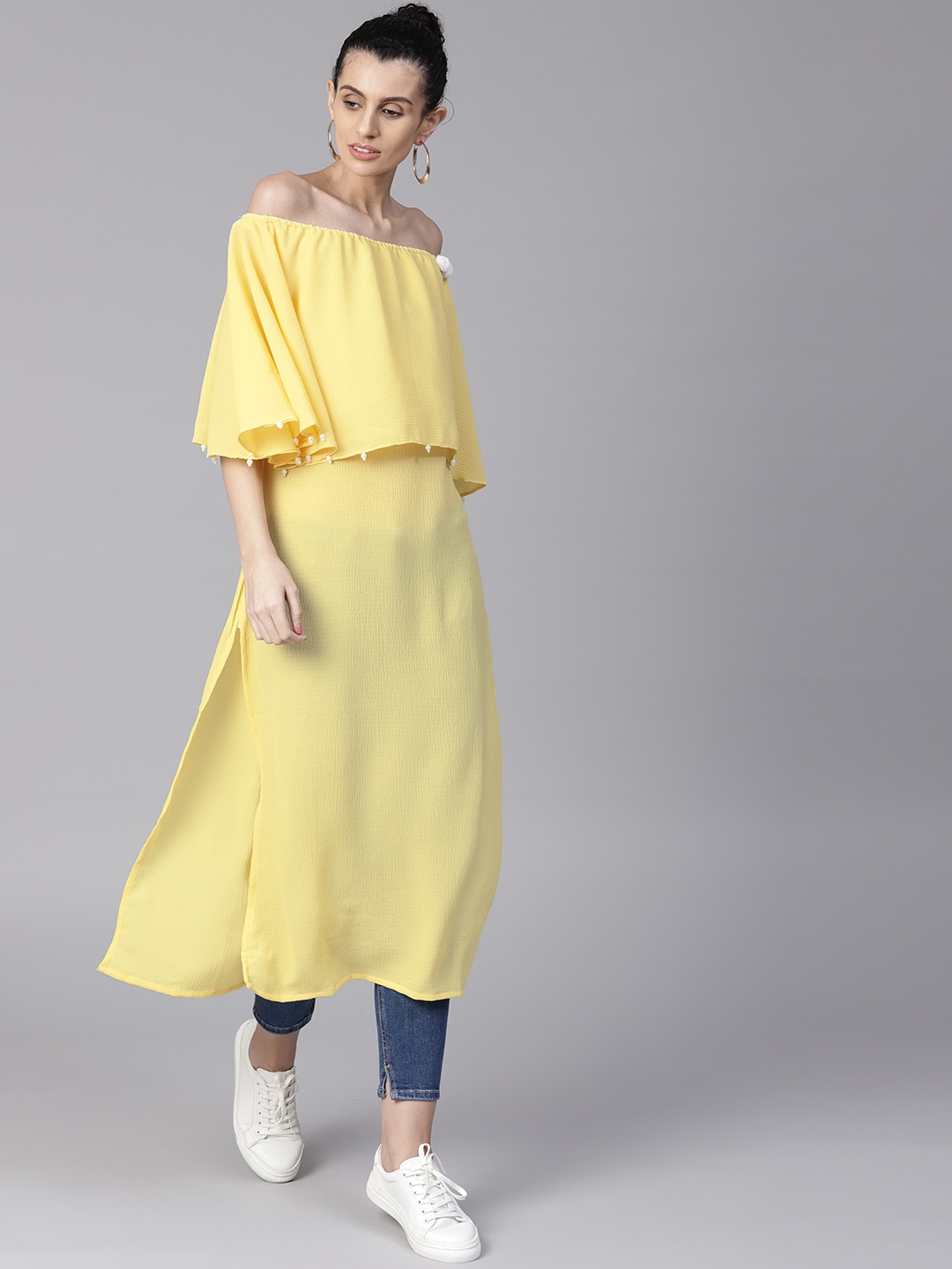 

Shree Women Yellow Solid Straight Kurta