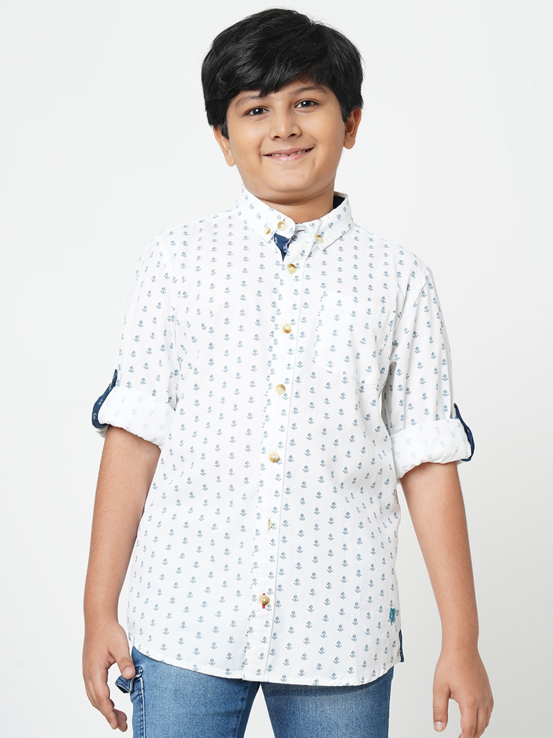 

URBAN SCOTTISH Boys White Standard Regular Fit Printed Casual Shirt