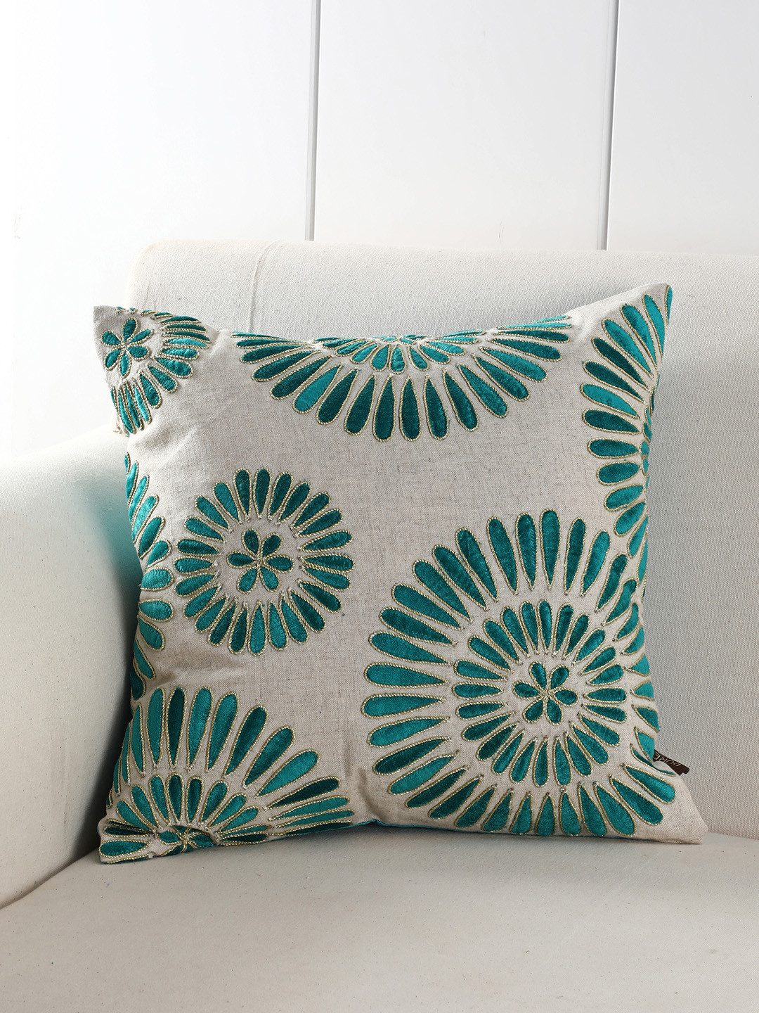 

Pure Home and Living Blue Single Floral Square Cushion Cover